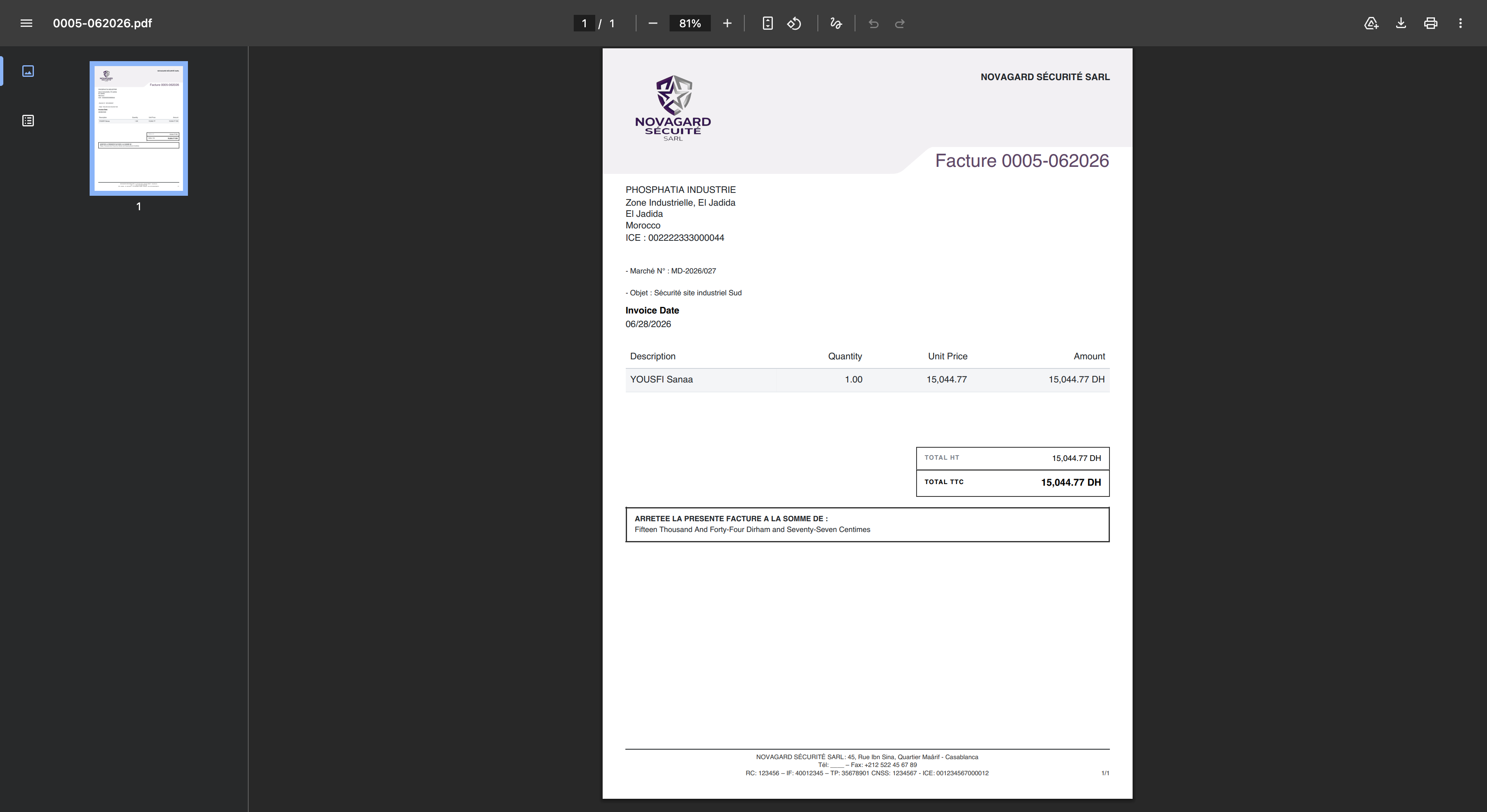 La facture PDF.